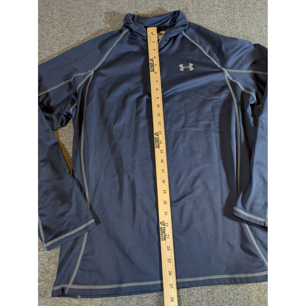Under Armour Shirt Men's Pullover Gray 1/4 Zip Loose Fit Coldgear Size L - Picture 2 of 5